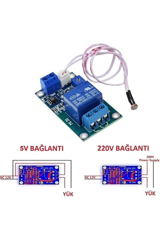 Xh-m131 Ldr Işık Kontollü Tek Kanal Röle 5v Gündüz Gece Algılayıcı Röle