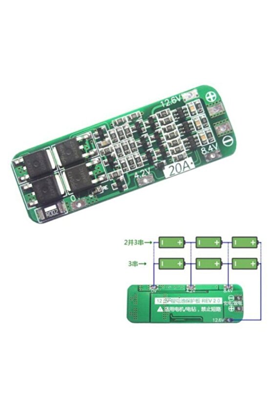 3s 20a 11.1v Pil Koruma Balans Kartı 18650 Lityum Li-ion Batarya