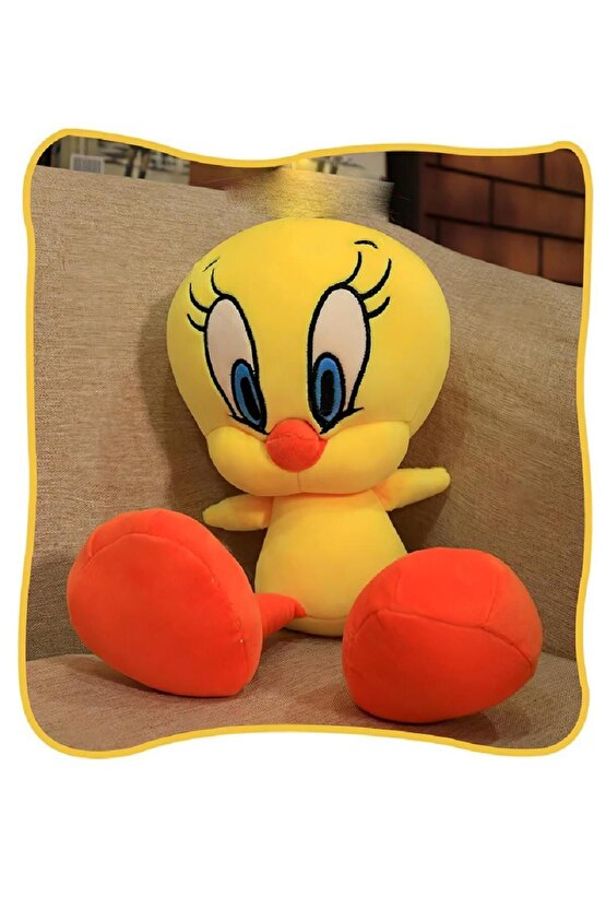 İthal Kumaş Looney Tunes Sarı Civciv Tweety Tiviti Figür Peluş Oyuncak Uyku & Oyun Arkadaşı 25 cm.