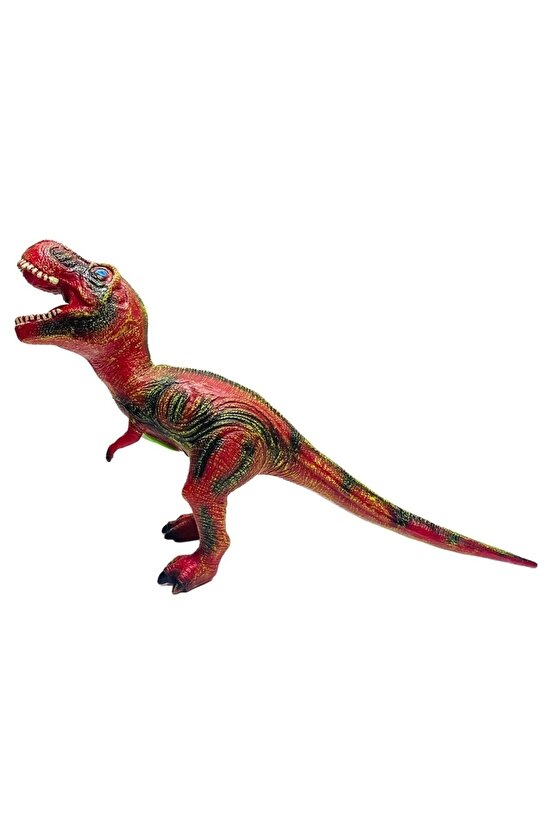 Dinazor T-rex Et Malzeme Dev Boy Soft Oyuncak 52 Cm Kırmızı Sarı