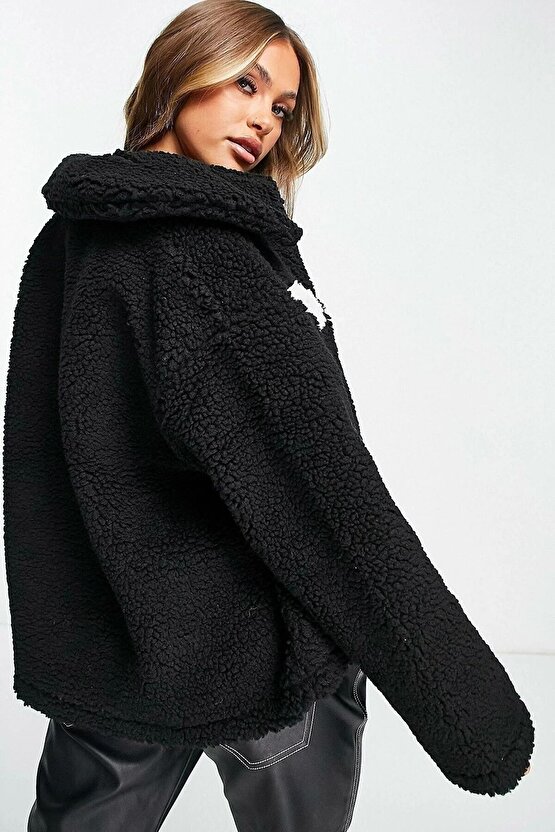 Sherpa Swoosh Graphic Full-Zip Oversize Kadın Ceket