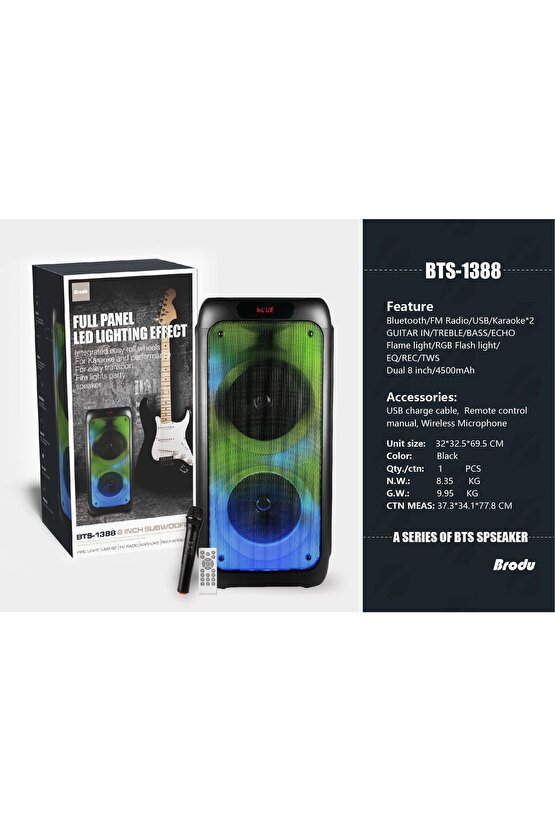 KABLOSUZ MİKROFONLU BLUETOOTH HOPARLÖR ŞARJLI TAŞINABİLİR BÜYÜK BOY PARTY SPEAKER GİTAR BAĞLAMA