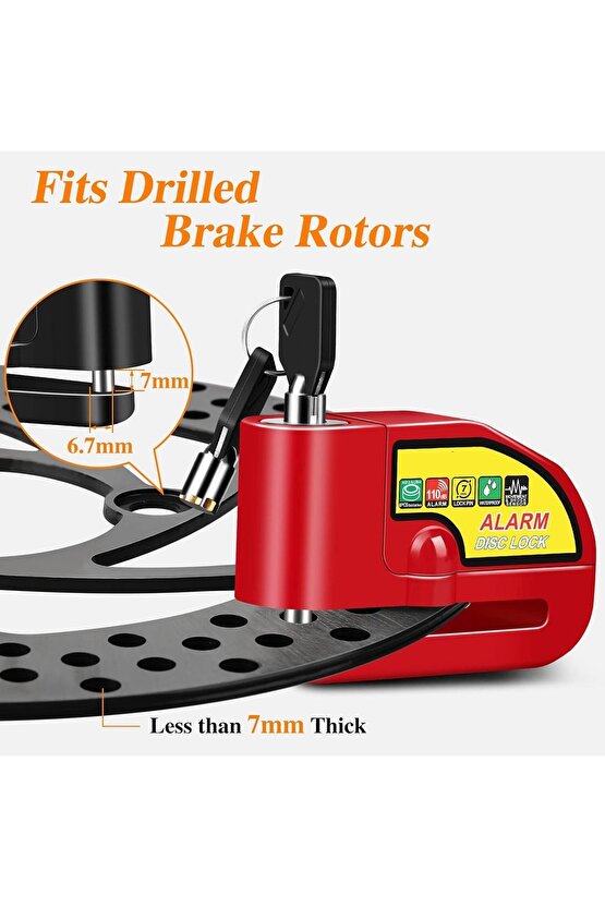 7mm halatlı motorsiklet scooter bisiklet disk kilidi 110 db alarmlı kilit su geçirmez alarm disclock