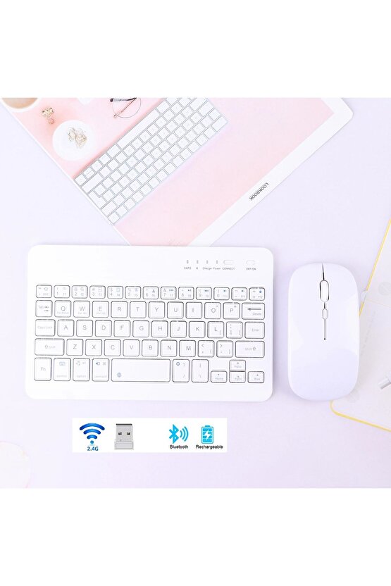 BLUETOOTH + USB WİRELESS KLAVYE MOUSE SETİ SESSİZ ŞARJLI BT+USB MOUSE & KEYBOARD SET