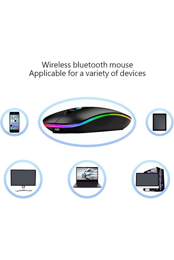 LED IŞIKLI ŞARJLI MOUSE 2.4GHZ USB WİRELESS VE BLUETOOTH LU SESSİZ İOS ANDROİD TELEFON TABLET PC TV