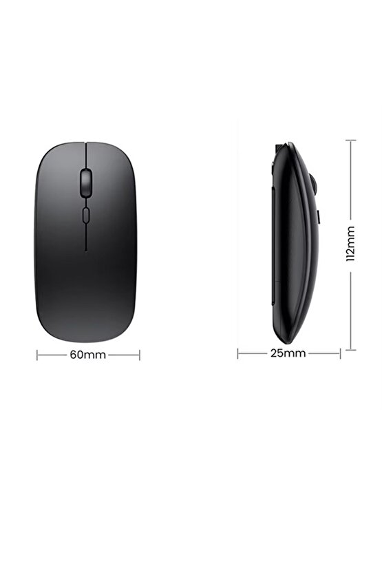 ŞARJLI MOUSE 2.4GHZ USB WİRELESS VE BLUETOOTH LU SESSİZ FARE İOS ANDROİD TABLET TELEFON UYUMLU