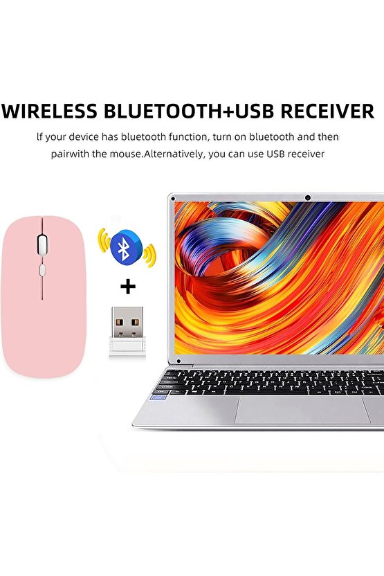 ŞARJLI MOUSE 2.4GHZ USB WİRELESS VE BLUETOOTH LU SESSİZ FARE İOS ANDROİD TABLET TELEFON UYUMLU