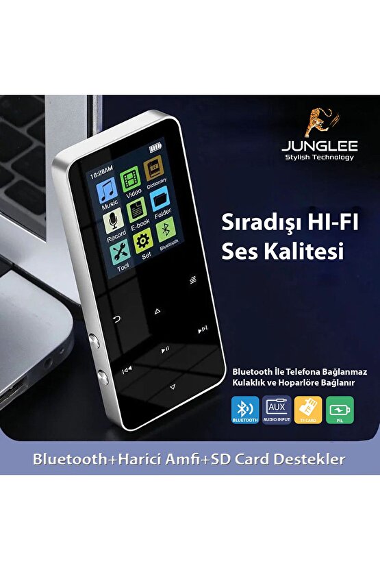 Bluetooth Lu Mp3-mp4 Çalar Ses Kayıt Fm Radyolu Şarjlı Mp4 Player Dahili Hoparlör 8gb Hafızalı