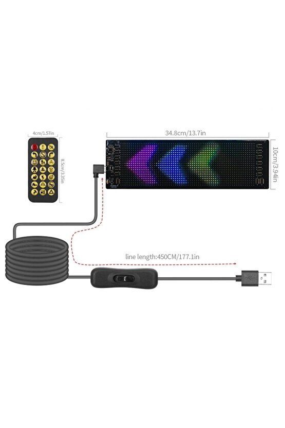 LED Matrix PANEL esnek USB 5V Bluetooth App kaydırma reklam LED araba sloganı esnek RGB Kayan YAZI