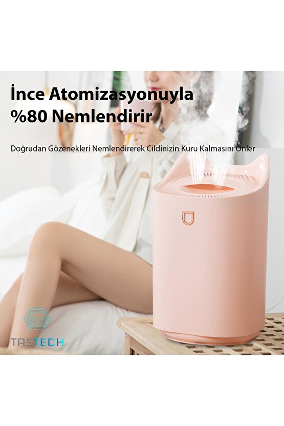 3L ULTRASONİK ODA HAVA NEMLENDİRİCİ ÇİFT SPREY AROMATHERAPY EV OFİS HUMUDİFİER RGB IŞIKLI