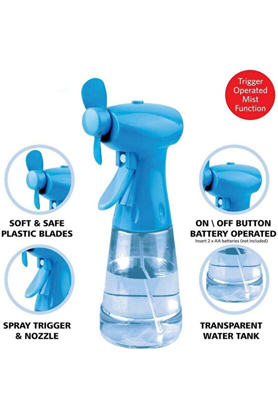 SULU FAN VANTİLATÖR SERİNLETİCİ MİNİ KLİMA YÜZ SOĞUTMA FANI 350 ML SU TANKI PİLLİ WATER SPRAY FAN