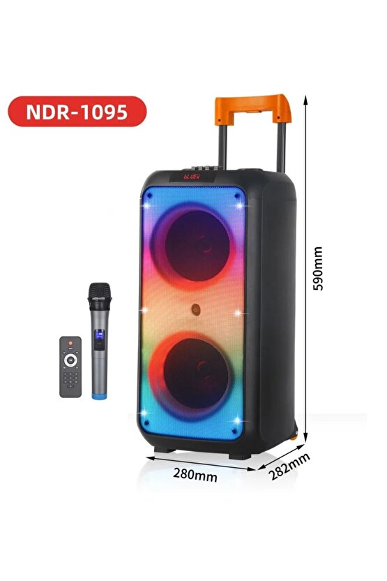 KABLOSUZ MİKROFONLU BLUETOOTH SPEAKER TAŞINABİLİR TEKERLEKLİ BÜYÜK BOY KABLOSUZ ŞARJLI HOPARLÖR