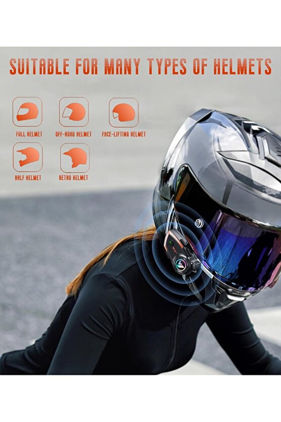 motosiklet kask Bluetooth kulaklık BT 5.3 su geçirmez 2 Rider interkom Moto kablosuz 1000M