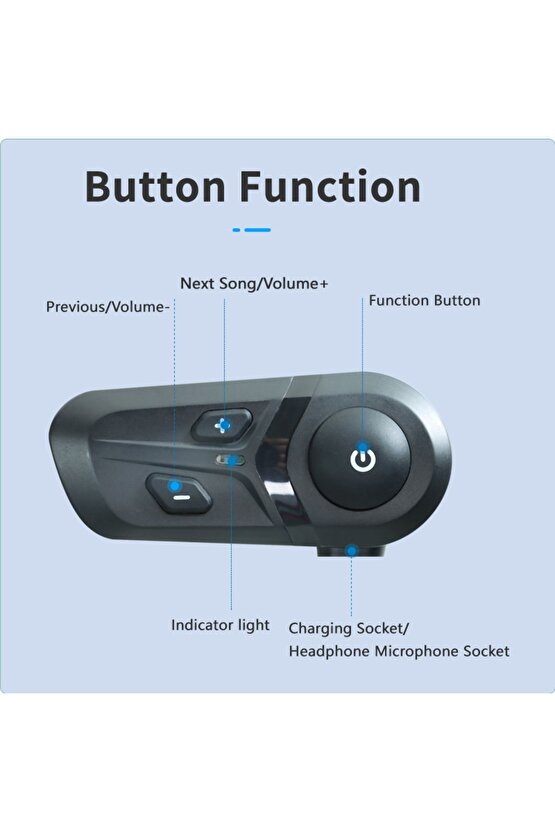 SU GEÇİRMEZ MOTORSİKLET BLUETOOTH KULAKLIK 2 TELEFONA BAĞLANABİLME BT5.3 MİKROFONLU KASK İNTERCOM