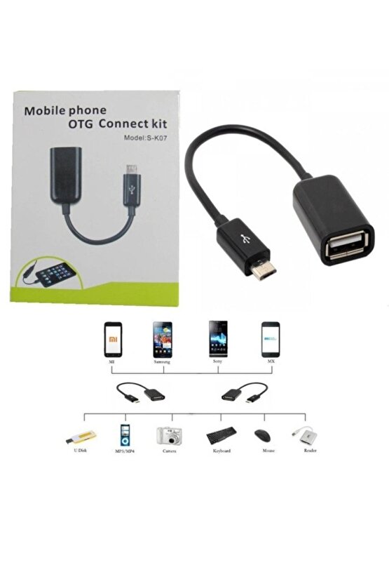 Mikro usb Otg Connect Kit Usb To mikro usb Dönüştürücü Çevirici Aparat Adaptör