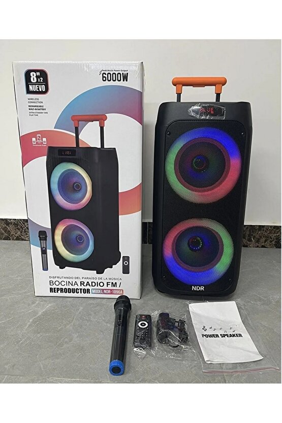 NDR-1096 BÜYÜK BOY BLUETOOTH HOPARLÖR KABLOSUZ TEKERLEKLİ TAŞINABİLİR KABLOSUZ SPEAKER TOPLANTI ANFİ