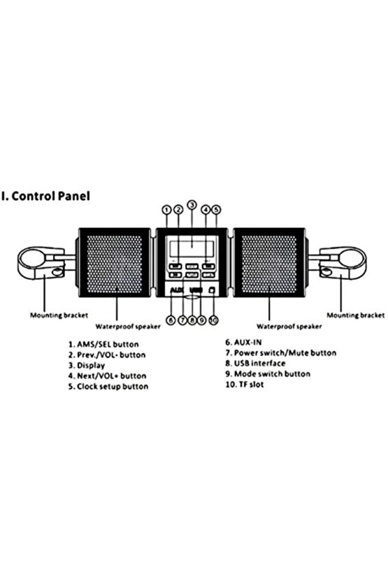 Motorsiklet Bluetooth Hoparlör Motosiklet Mp3 Çalar Fmsdusb Ayarlanabilir Bracket Gidon