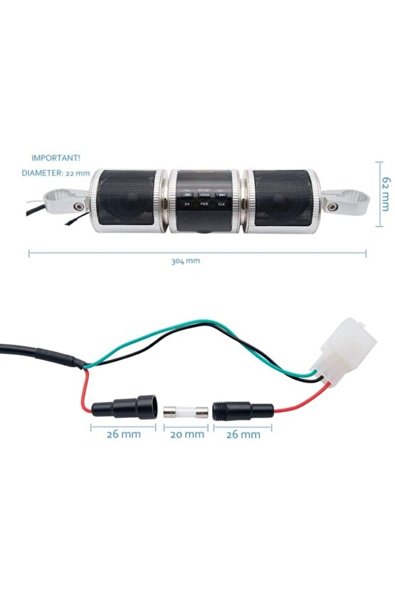 Motorsiklet Bluetooth Hoparlör Motosiklet Mp3 Çalar Fmsdusb Ayarlanabilir Bracket Gidon