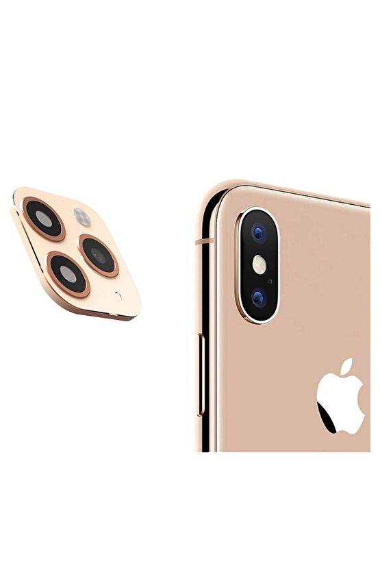 iphone X-XS-XS MAX I İPHONE 11 PROYA ÇEVİREN KAMERA LENSİ DÖNÜŞTÜRÜCÜ APARAT GOLD