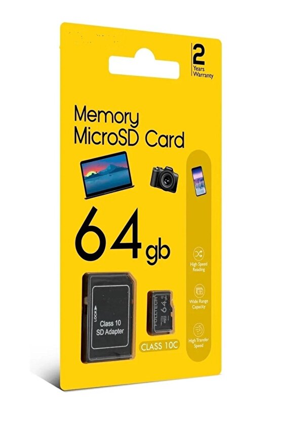 CLASS 10C 64GB MİKROSD HAFIZA KARTI ADAPTÖRLÜ TFCARD HİGH TRANSFER SPEED READİNG YÜKSEK HIZLI