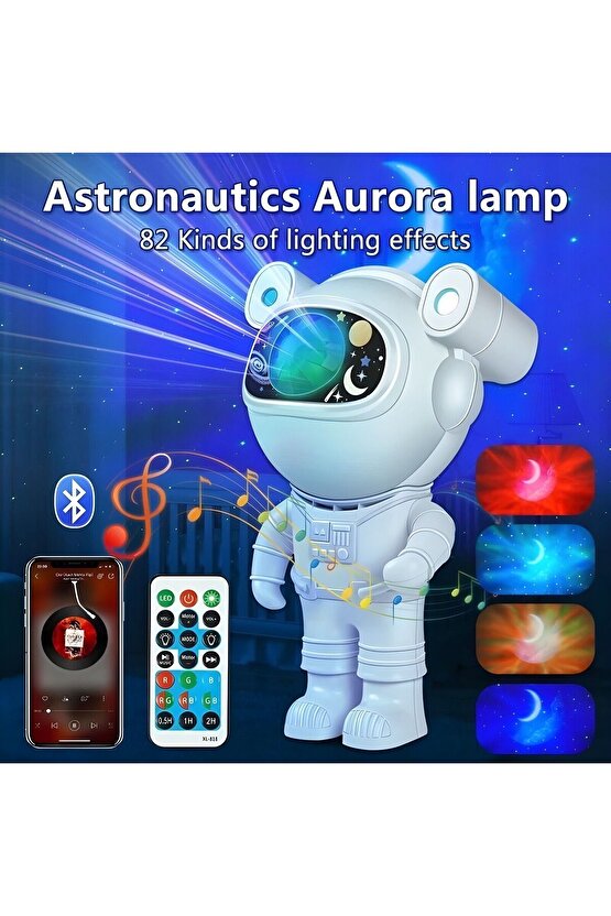 Astronot Starry Projector Galaksi Gece Lambası Yıldız Samanyolu Işıklandırma