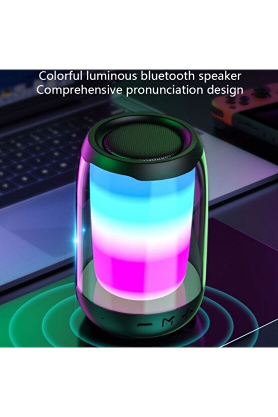 Pulse5 Mini Bluetooth Hoparlör Tws Özellikli Led Işıklı Kablosuz Speaker Ses Bombası