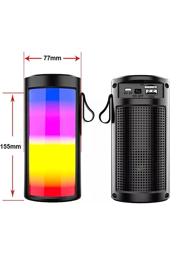 Bluetooth Speaker Kablosuz Hoparlör Led Işıklı Fm Radyolu Sd Kart Ve Usb Girişli 5w Şarjlı Hoparlör