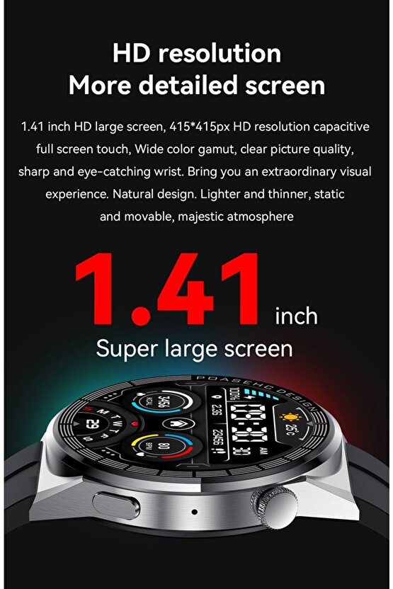 Gt3 Max Porshe 22mm Ios Android Uyumlu Akıllı Saat Bt Arama Cevaplama Özellikli 1,45inç Tam Ekran