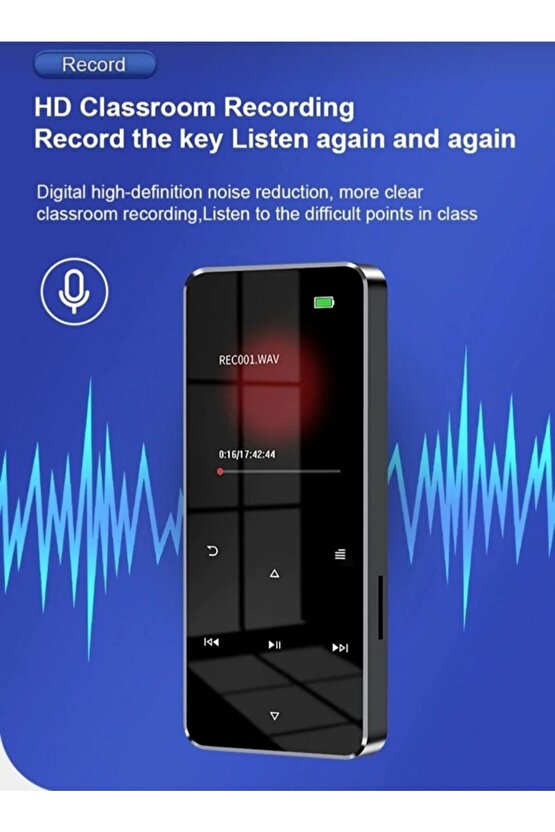 Bluetooth Lu Mp3-mp4 Çalar Ses Kayıt Fm Radyolu Şarjlı Mp4 Player Dahili Hoparlör 8gb Hafızalı