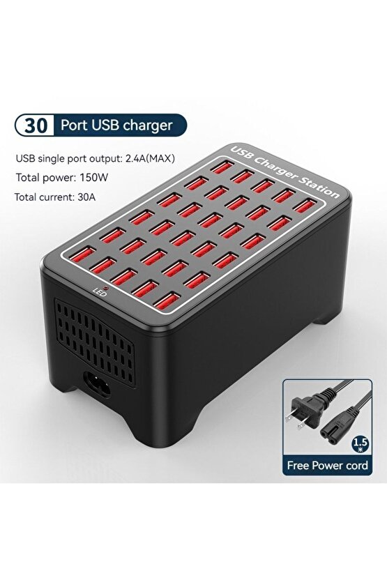 150w 30-port Usb Charger Statıon 30 Port Usb Şarj Istasyonu Çoklu Şarj Aleti