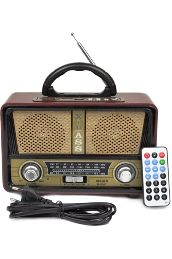 Meier M-112bt Nostaljik Ahşap Retro Radyo Bluetooth Fm Sd Aux U