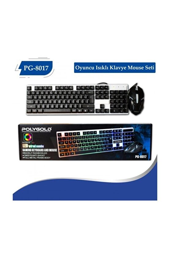 Işıklı Oyuncu Klavye Ve Mouse Seti Gaming Set Pg 8017