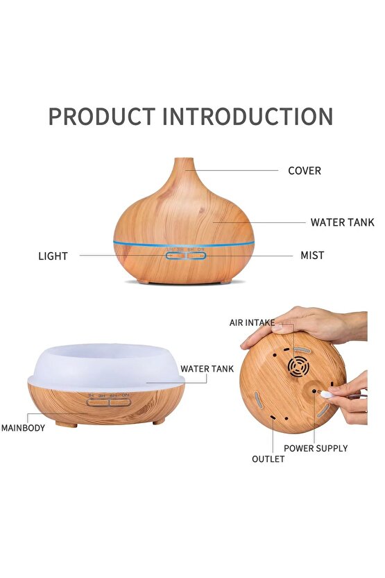 Difüzörü Buhar Ultrasonik Hava Nemlendirici Aromatik Oda Kokusu 7 Renk Led Işıklı Soğuk