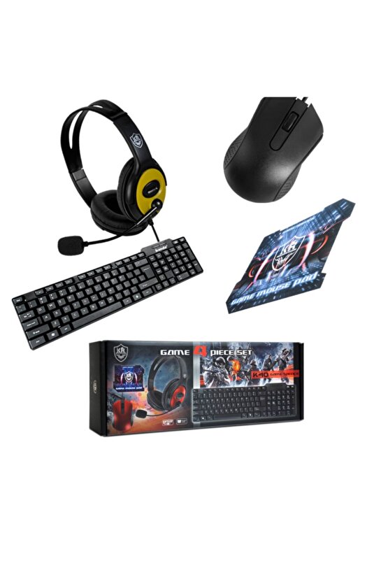 Klavye Mouse Kulaklık Mousepad 4 Lü Set