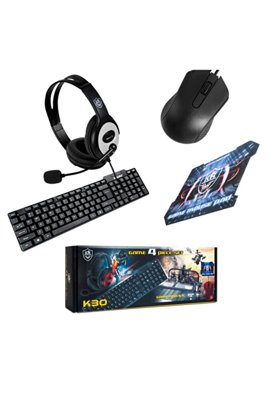 Klavye Mouse Kulaklık Mousepad 4 Lü Set