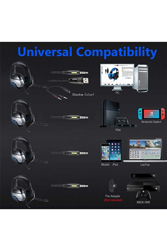 Led Işıklı Oyuncu Kulaklığı Pcps4tvtelefon Uyumlu Mikrofonlu Gaming Headphone