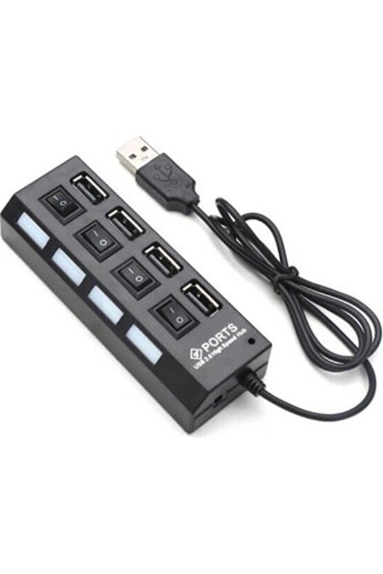 4 Port Usb Çoklayıcı 2.0 Usb Hub 30 Cm On Of Lu Uyumlu 4port-on-oflu