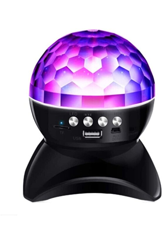 L740 Disko Topu Led Işıklı Şarjlı Bluetooth Hoparlör Disco Speaker Auxtf Card Siyah