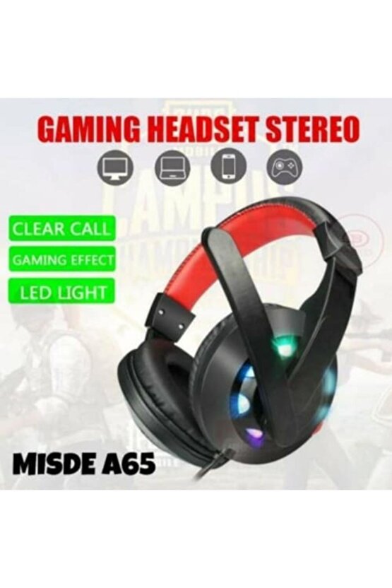 Mısde A65 Işıklı Oyuncu Kulaklığı Stereo Headphone Pc Kulaklık