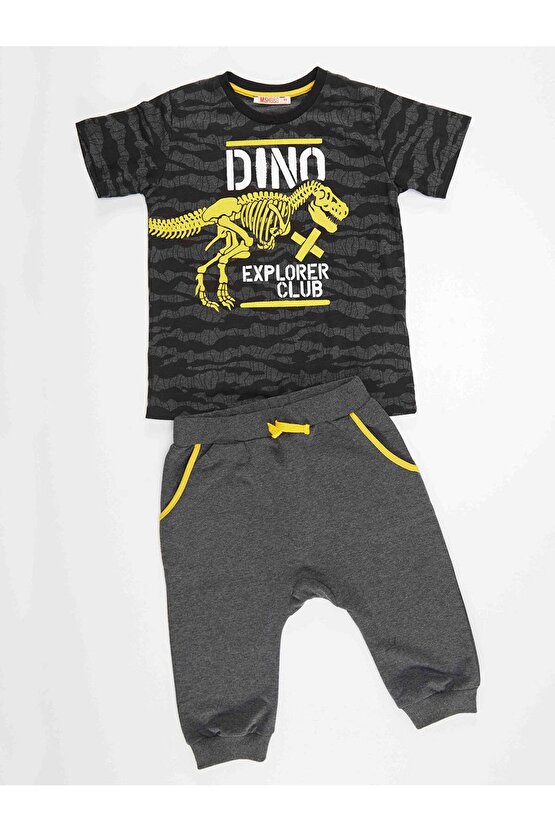 Dino Explorer Erkek Çocuk T-shirt Kapri Şort Takım