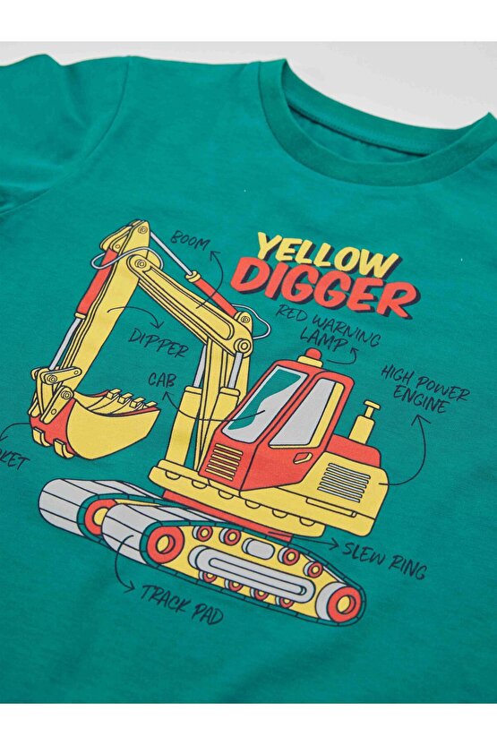 Yellow Digger Erkek Çocuk T-shirt Kapri Şort Takım