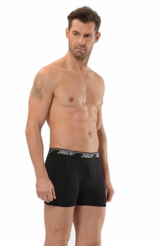 Erkek 6lı Siyah Likralı Stretch Boxer