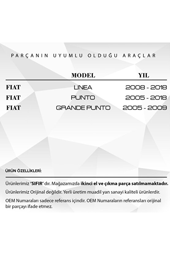 Fiat Linea, Punto, Grande Punto Için Iç Açma Kolu - Sağ -