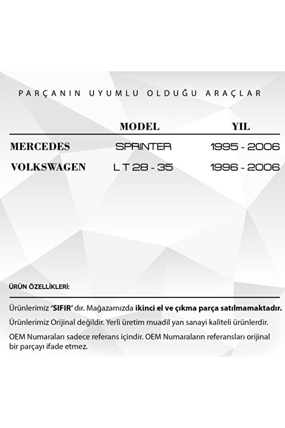 Mercedes Sprinter, Volkswagen Lt Için Viraj Orta Lastiği