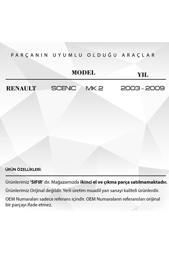 Renault Scenic 2 Için Sunroof Badem Ayağı Takımı - 2 Adet