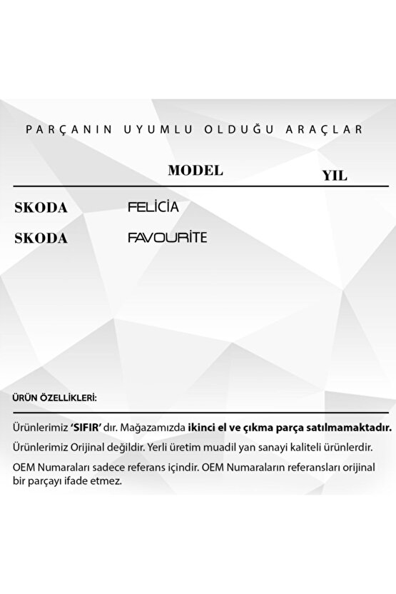 Skoda Felicia,favourite Için Pedal Lastiği