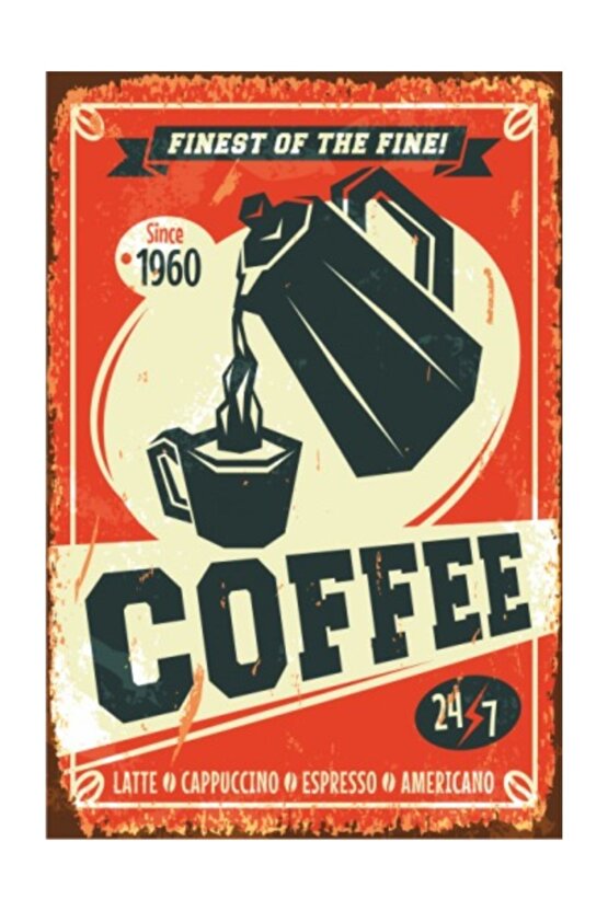 Coffee Retro Vintage Ahşap Poster