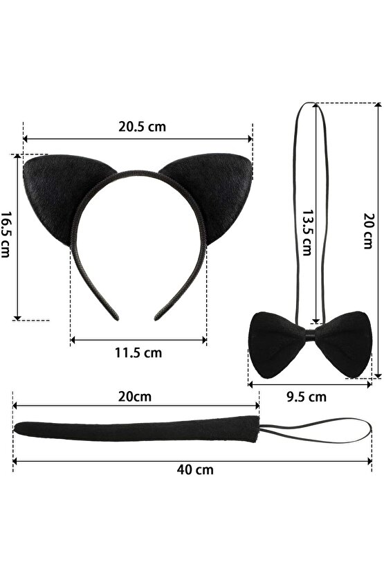 Samur Parti Parti Aksesuar & Kostüm Kedi Kostüm Taç Kuyruk Papyon Seti 1 Adet