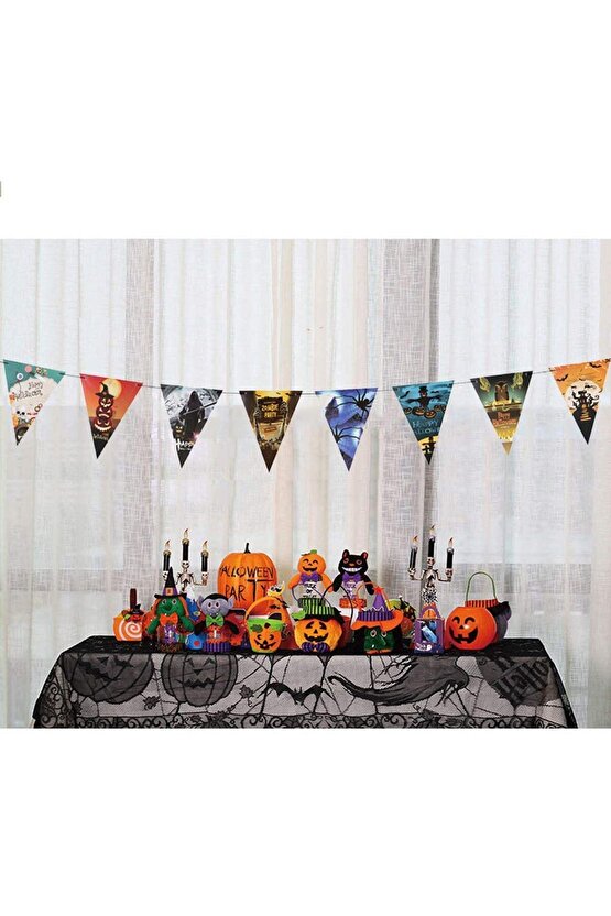 Samur Parti Parti Aksesuar & Kostüm Parti Cadılar Bayramı Halloween Bayrak Banner Süs 8 Li 3 Metre