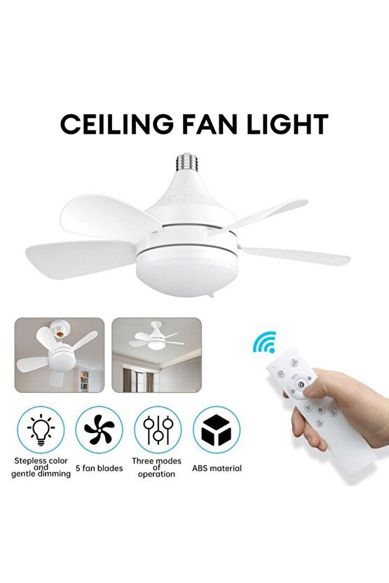 Çok Kaliteli, 3 Işık Modlu, Pervaneli, Kumandalı Serinleten Led Ampul, 62 Watt Pervaneli Fan Ampul